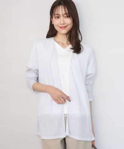 FOCGD40130 MK MICHEL KLEIN [洗える]コットン混シアーラメカーディガン