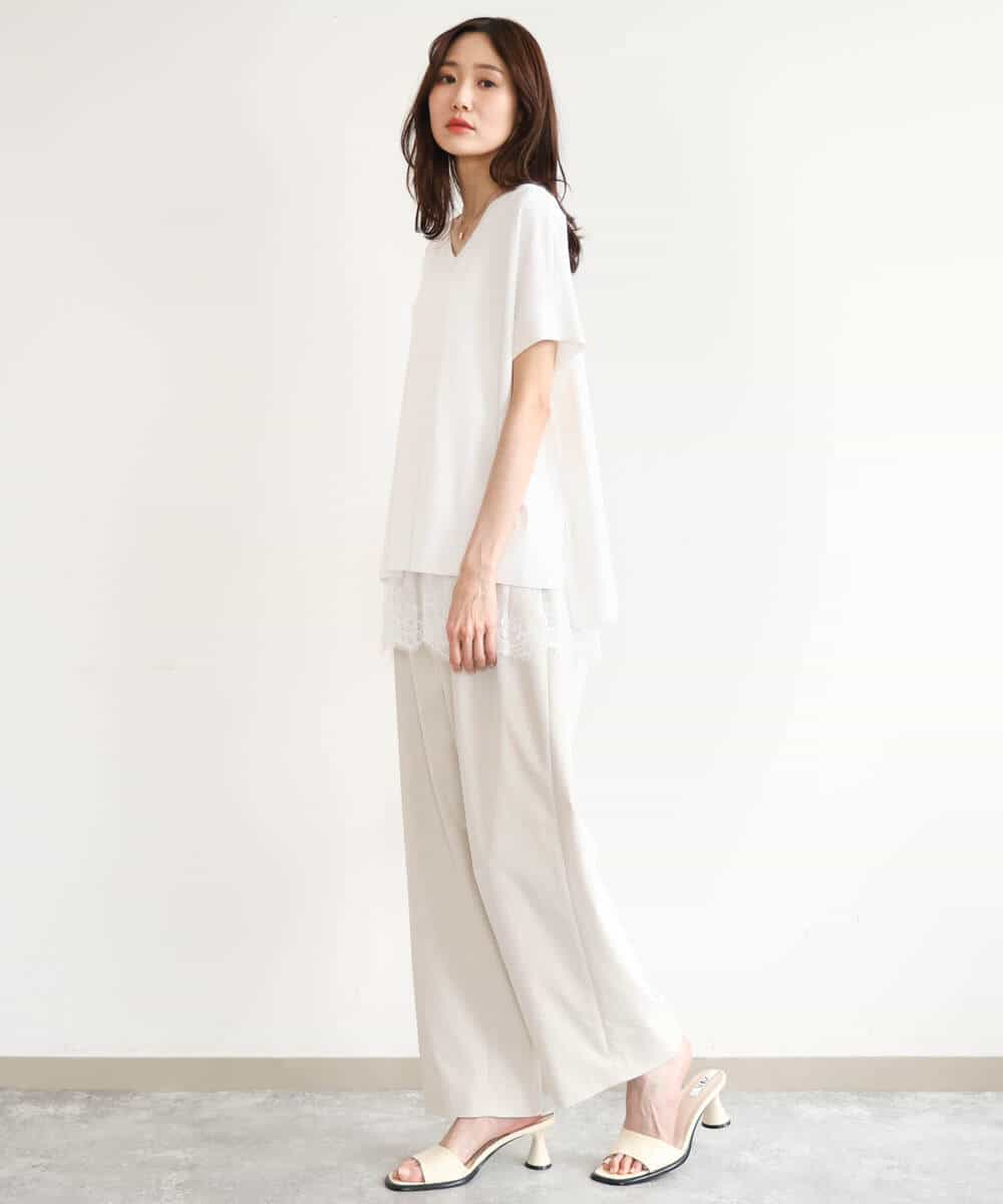 FOFHD60130 MK MICHEL KLEIN(MK ミッシェルクラン) [UVカット/接触冷感/洗える]Vネックニットプルオーバー レモンイエロー
