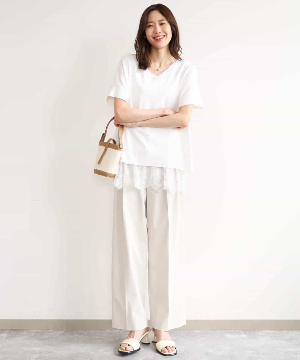 FOFHD60130 MK MICHEL KLEIN(MK ミッシェルクラン) [UVカット/接触冷感/洗える]Vネックニットプルオーバー レモンイエロー