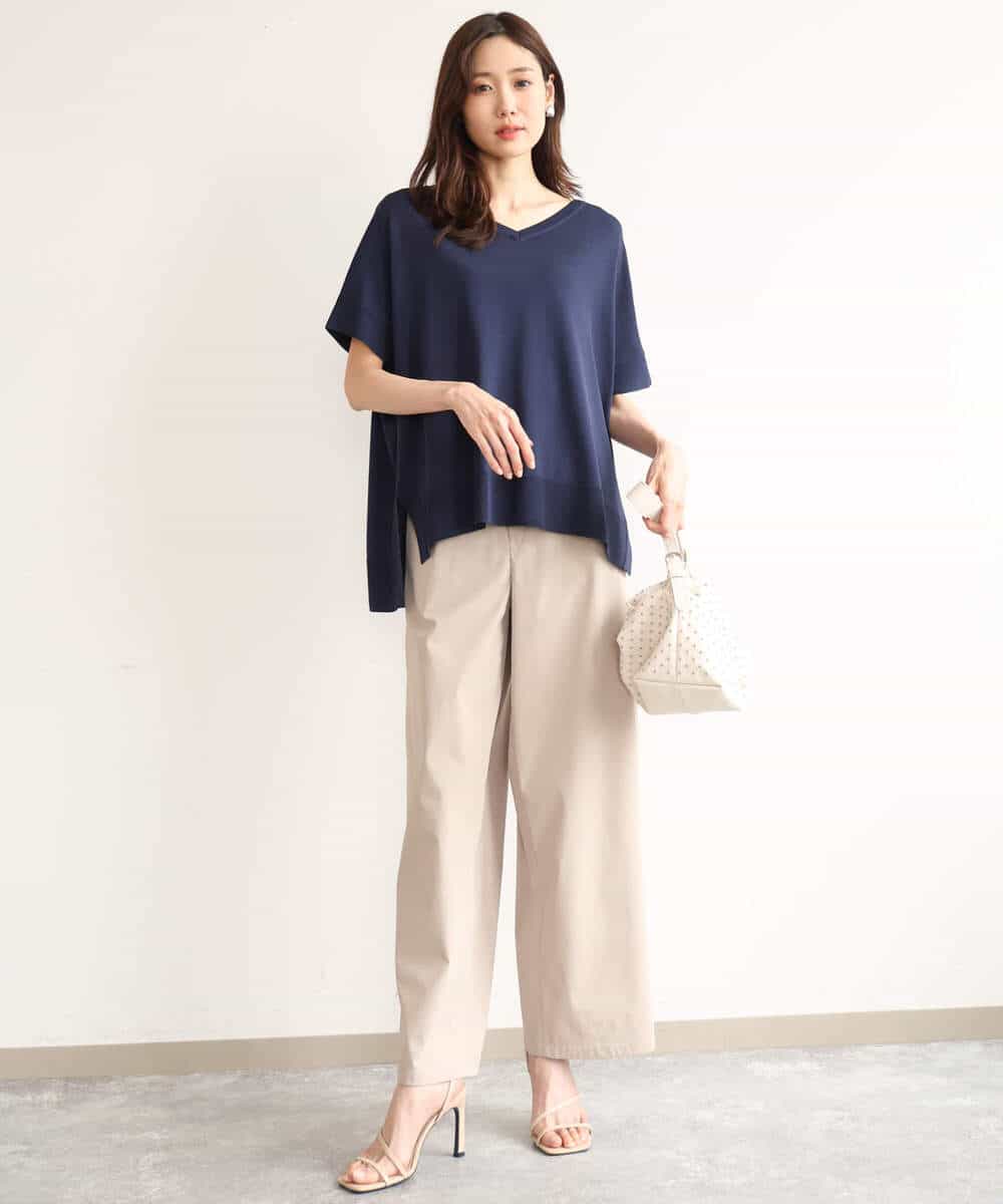 FOFHD60130 MK MICHEL KLEIN(MK ミッシェルクラン) [UVカット/接触冷感/洗える]Vネックニットプルオーバー レモンイエロー