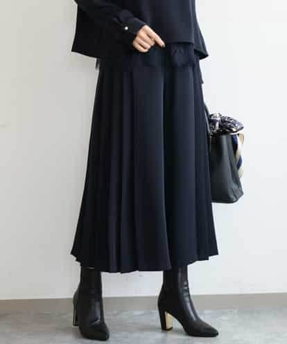 FOLAG54180 MK MICHEL KLEIN [撥水/洗える]サイドプリーツツイルワイドパンツ