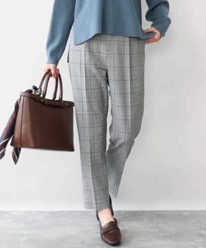 FOLAH56160 MK MICHEL KLEIN [両面起毛/洗える]グレンチェック柄テーパードパンツ