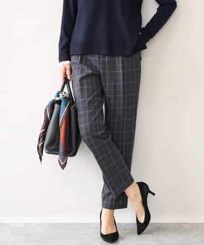 FOLAH56160 MK MICHEL KLEIN [両面起毛/洗える]グレンチェック柄テーパードパンツ