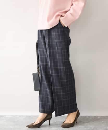 FOLAH58170 MK MICHEL KLEIN [両面起毛/洗える]グレンチェック柄ワイドパンツ
