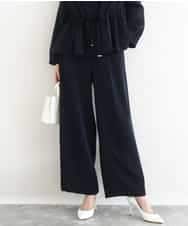 FOLFD24160 MK MICHEL KLEIN(MK ミッシェルクラン) [撥水/防シワ/洗える]共地ベルト付きワイドパンツ ネイビー