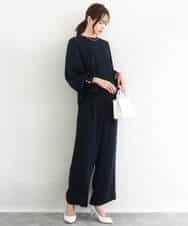 FOLFD24160 MK MICHEL KLEIN(MK ミッシェルクラン) [撥水/防シワ/洗える]共地ベルト付きワイドパンツ ライトグレー