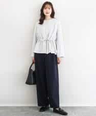 FOLFD24160 MK MICHEL KLEIN(MK ミッシェルクラン) [撥水/防シワ/洗える]共地ベルト付きワイドパンツ ライトグレー