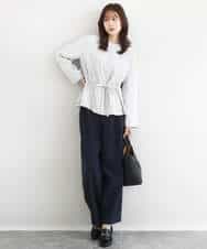 FOLFD24160 MK MICHEL KLEIN(MK ミッシェルクラン) [撥水/防シワ/洗える]共地ベルト付きワイドパンツ ライトグレー
