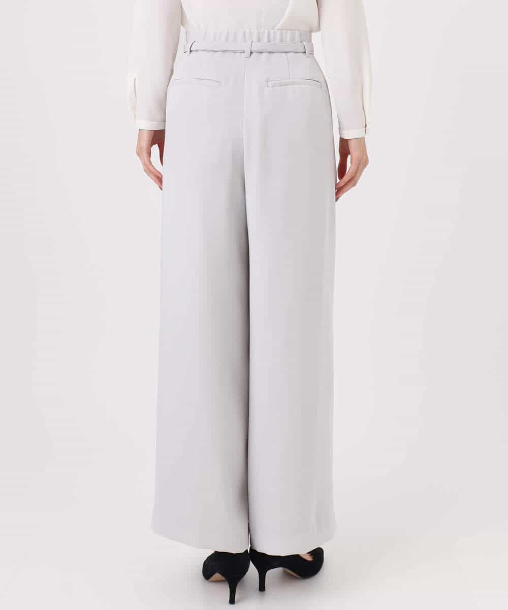 FOLFD24160 MK MICHEL KLEIN(MK ミッシェルクラン) [撥水/防シワ/洗える]共地ベルト付きワイドパンツ ライトグレー