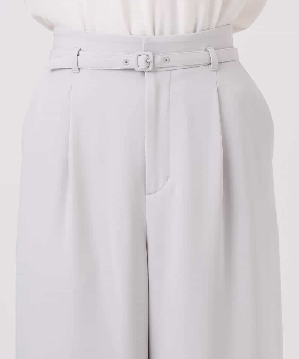 FOLFD24160 MK MICHEL KLEIN(MK ミッシェルクラン) [撥水/防シワ/洗える]共地ベルト付きワイドパンツ ライトグレー