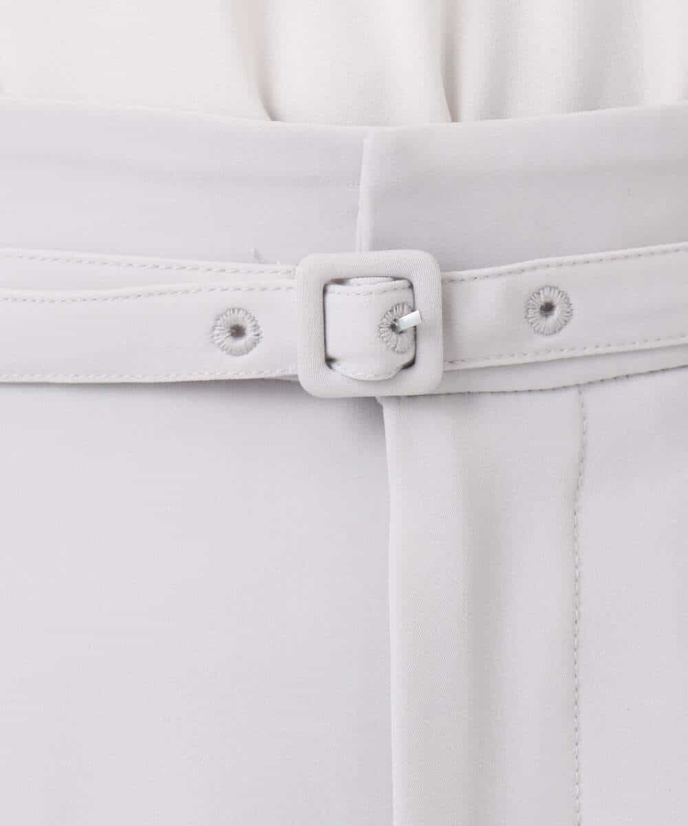 FOLFD24160 MK MICHEL KLEIN(MK ミッシェルクラン) [撥水/防シワ/洗える]共地ベルト付きワイドパンツ ライトグレー
