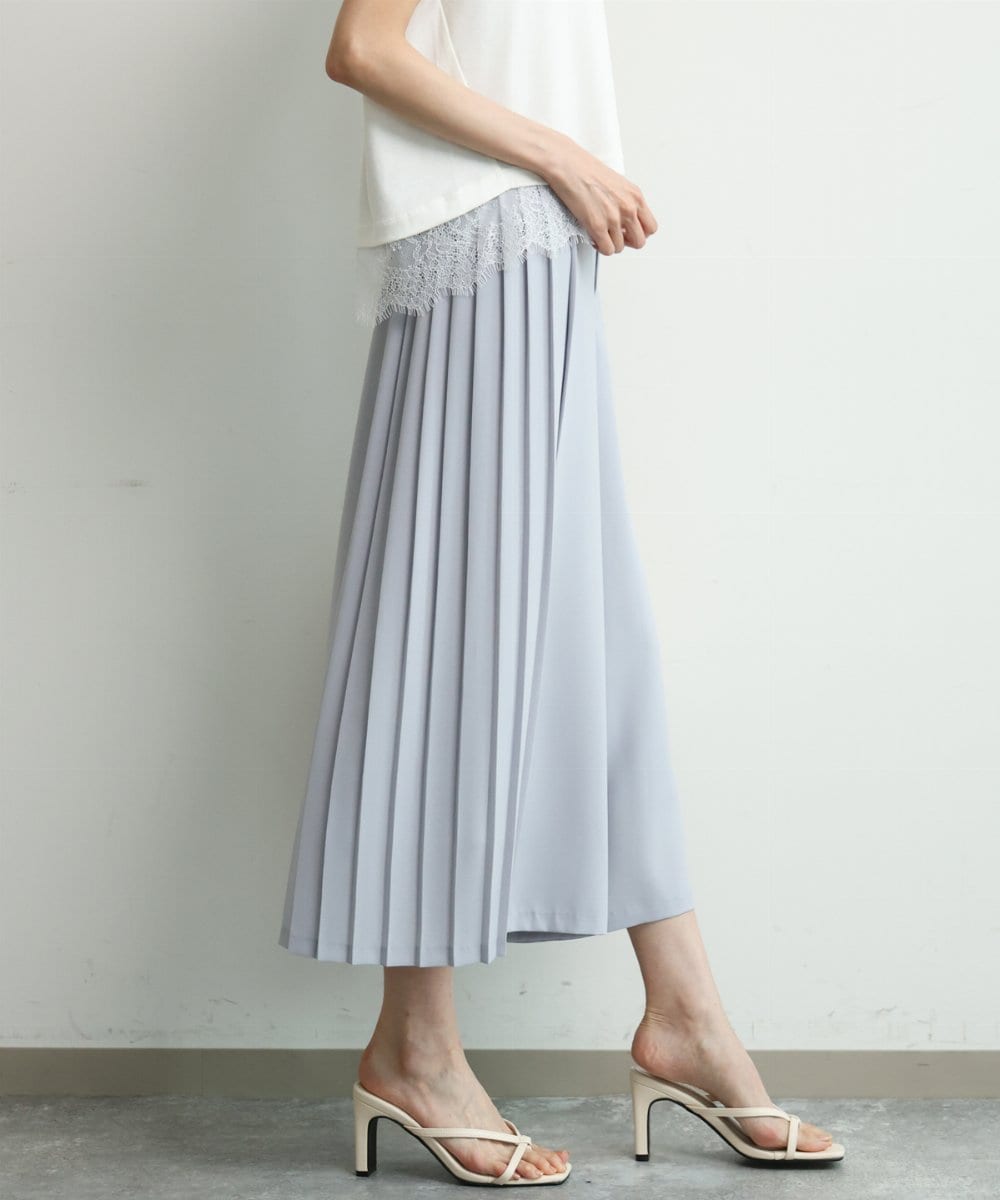 FOLGD26170 MK MICHEL KLEIN(MK ミッシェルクラン) [洗える]サイドプリーツガウチョパンツ グレーブルー