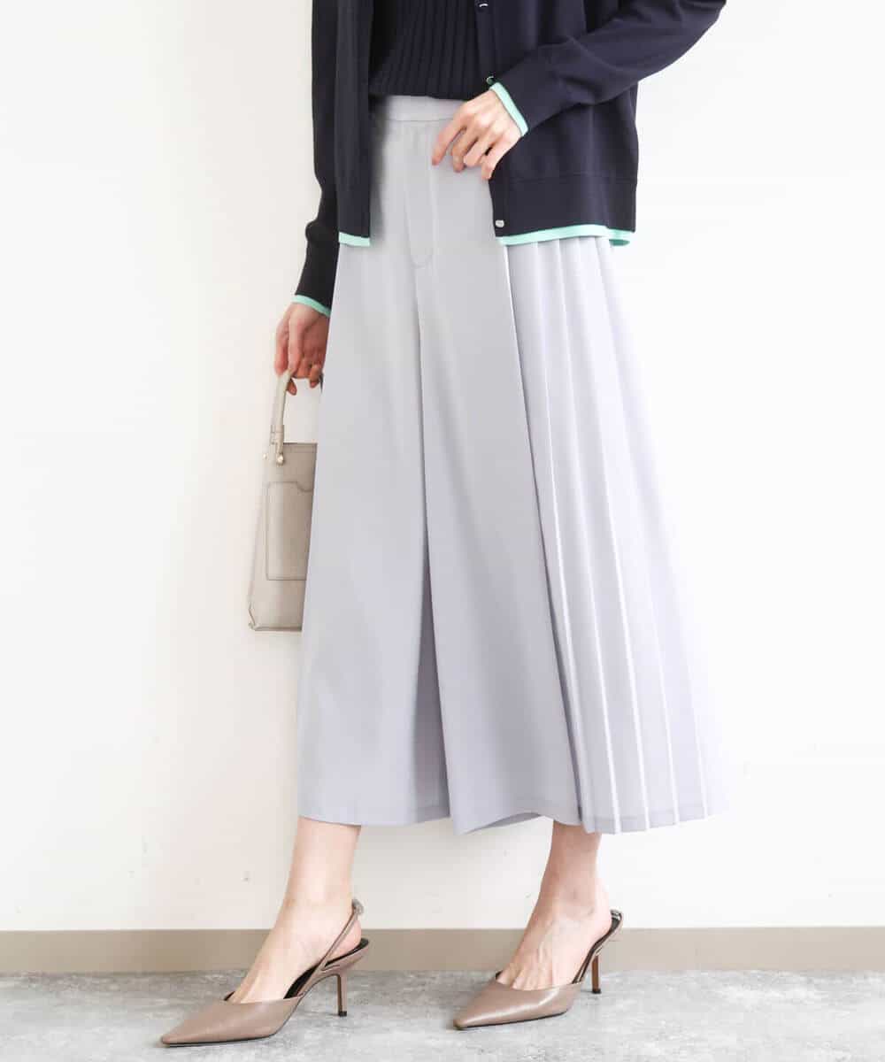FOLGD26170 MK MICHEL KLEIN(MK ミッシェルクラン) [洗える]サイドプリーツガウチョパンツ ネイビー