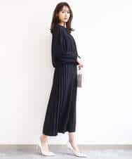 FOLGD26170 MK MICHEL KLEIN(MK ミッシェルクラン) [洗える]サイドプリーツガウチョパンツ ネイビー