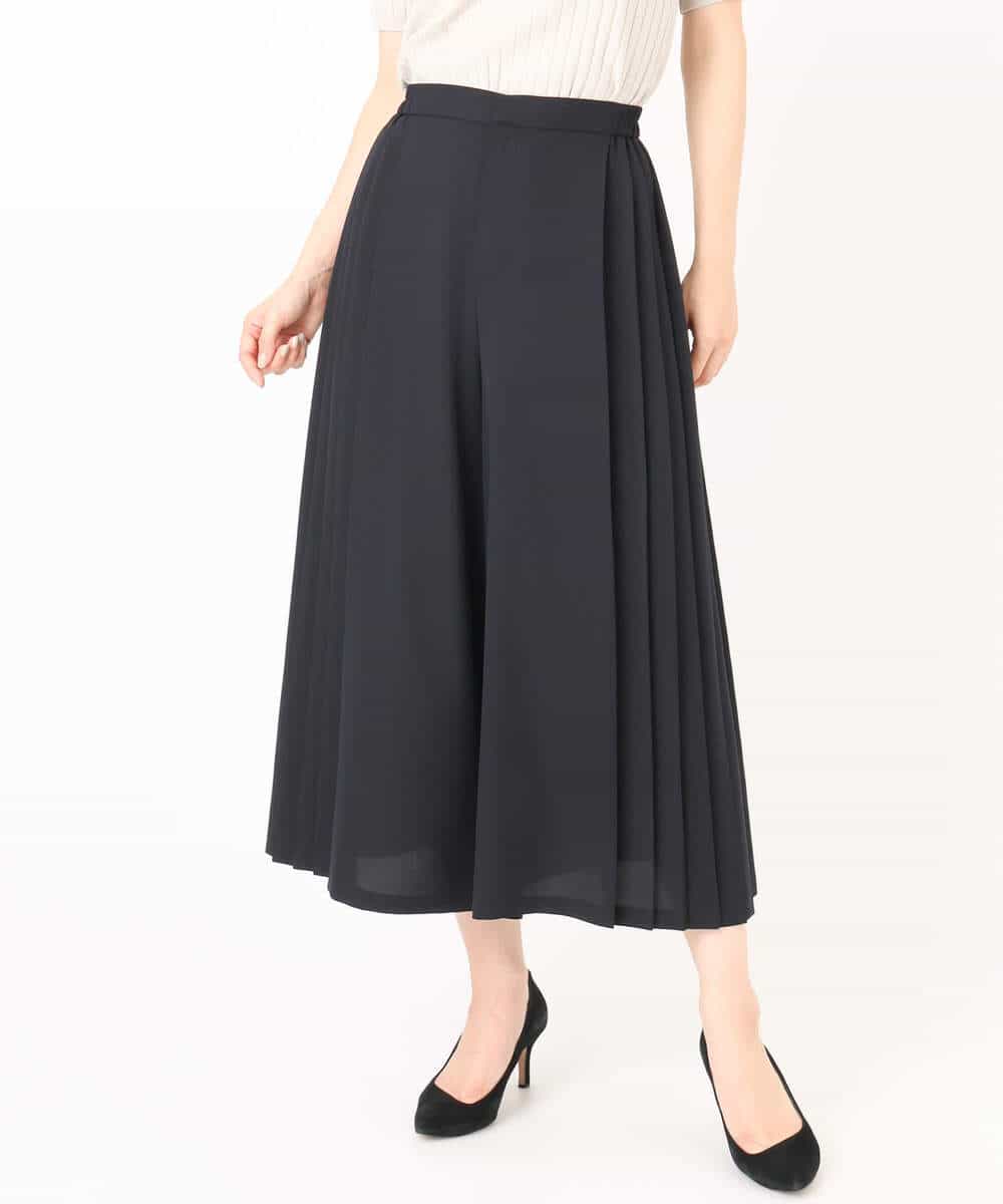 FOLGD26170 MK MICHEL KLEIN(MK ミッシェルクラン) [洗える]サイドプリーツガウチョパンツ ネイビー