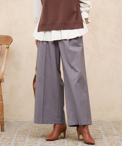 FOLJD45160  [洗える/イージーケア/抗ピリング/ナチュラルストレッチ]ストレートワイドシルエットパンツ（無地）