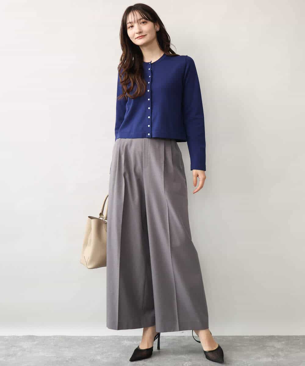 FOLJD45160 MK MICHEL KLEIN(MK ミッシェルクラン) [洗える/イージーケア/抗ピリング/ナチュラルストレッチ]ストレートワイドシルエットパンツ（無地） ブラック