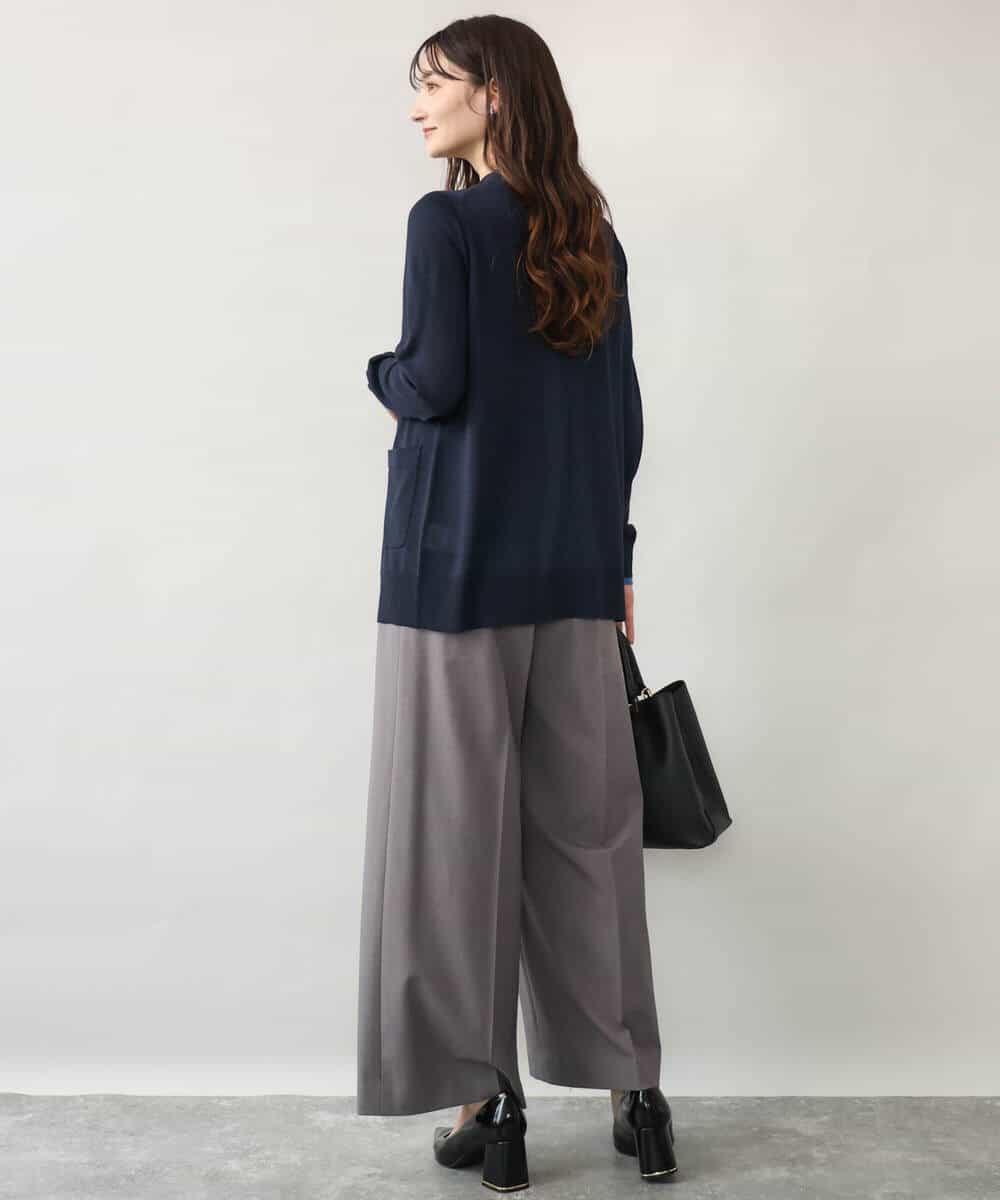 FOLJD45160 MK MICHEL KLEIN(MK ミッシェルクラン) [洗える/イージーケア/抗ピリング/ナチュラルストレッチ]ストレートワイドシルエットパンツ（無地） ブラック