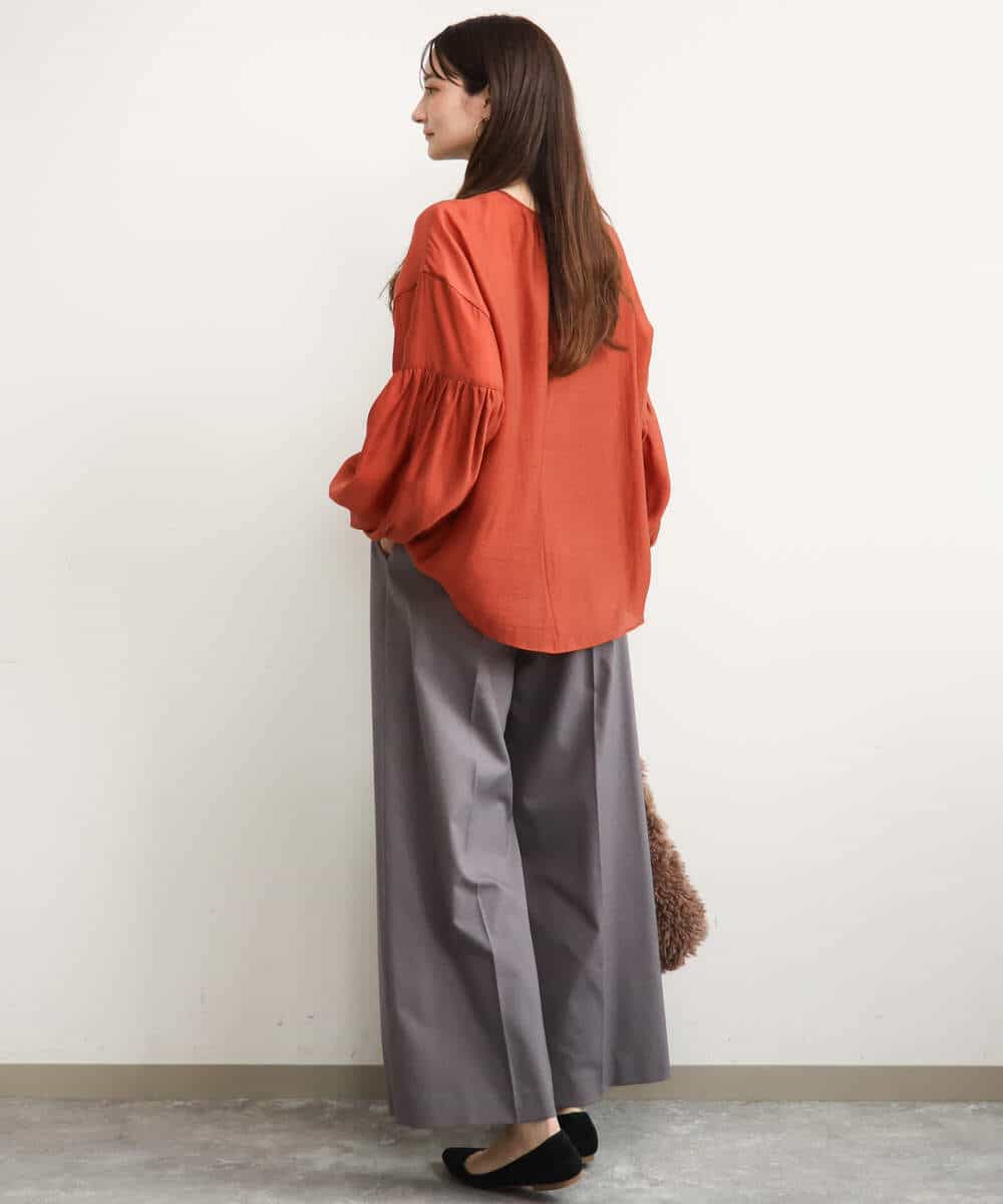 FOLJD45160 MK MICHEL KLEIN(MK ミッシェルクラン) [洗える/イージーケア/抗ピリング/ナチュラルストレッチ]ストレートワイドシルエットパンツ（無地） ブラック