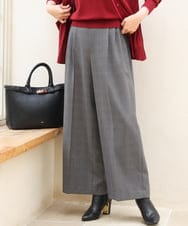 FOLJE45160 MK MICHEL KLEIN(MK ミッシェルクラン) [洗える/イージーケア/抗ピリング/ナチュラルストレッチ/ソフトタッチ]ストレートワイドシルエットパンツ（チェック） ダークグレー