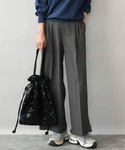FOLJE45160 MK MICHEL KLEIN [洗える/イージーケア/抗ピリング/ナチュラルストレッチ/ソフトタッチ]ストレートワイドシルエットパンツ（チェック）
