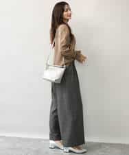 FOLJE45160 MK MICHEL KLEIN(MK ミッシェルクラン) [洗える/イージーケア/抗ピリング/ナチュラルストレッチ/ソフトタッチ]ストレートワイドシルエットパンツ（チェック） ダークグレー