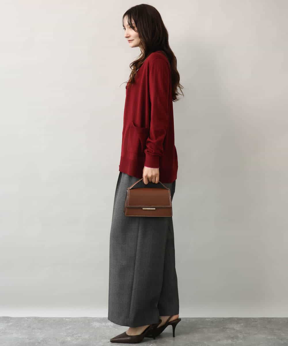 FOLJE45160 MK MICHEL KLEIN(MK ミッシェルクラン) [洗える/イージーケア/抗ピリング/ナチュラルストレッチ/ソフトタッチ]ストレートワイドシルエットパンツ（チェック） ダークグレー