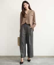 FOLJE45160 MK MICHEL KLEIN(MK ミッシェルクラン) [洗える/イージーケア/抗ピリング/ナチュラルストレッチ/ソフトタッチ]ストレートワイドシルエットパンツ（チェック） ダークグレー