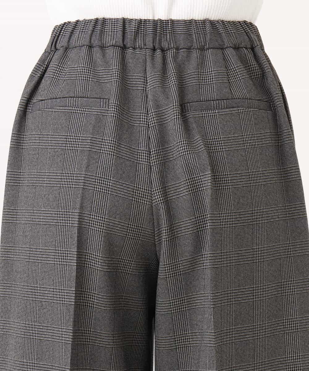 FOLJE45160 MK MICHEL KLEIN(MK ミッシェルクラン) [洗える/イージーケア/抗ピリング/ナチュラルストレッチ/ソフトタッチ]ストレートワイドシルエットパンツ（チェック） ダークグレー