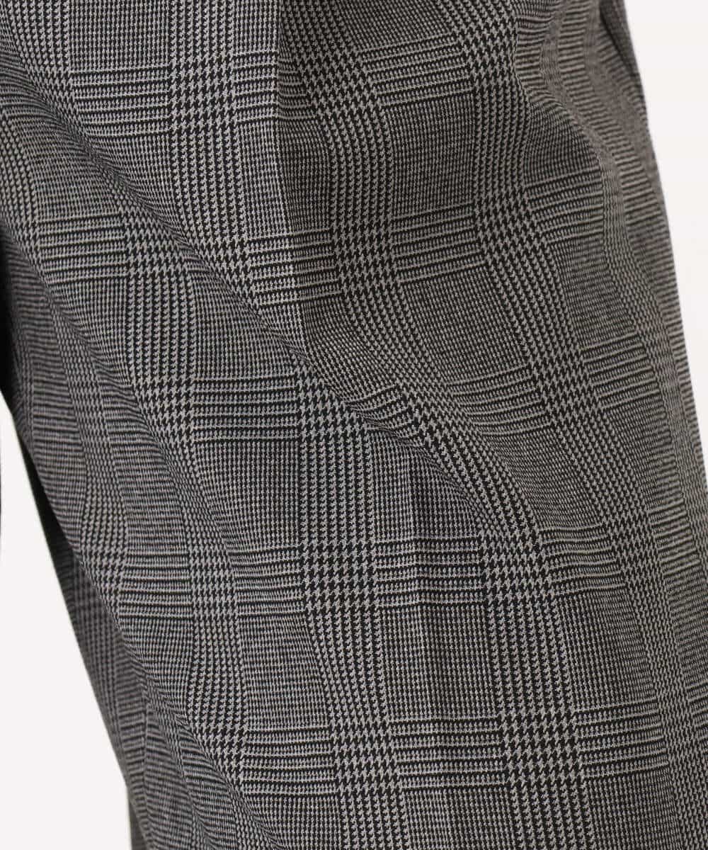 FOLJE45160 MK MICHEL KLEIN(MK ミッシェルクラン) [洗える/イージーケア/抗ピリング/ナチュラルストレッチ/ソフトタッチ]ストレートワイドシルエットパンツ（チェック） ダークグレー
