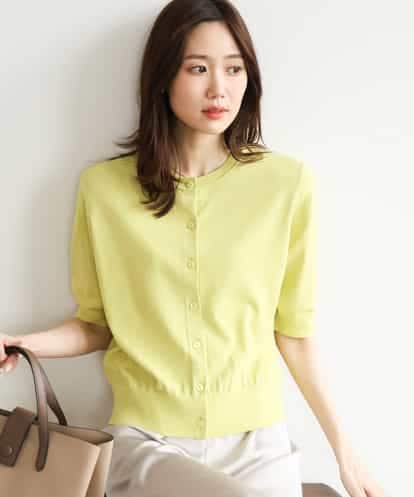 FOSHD60130 MK MICHEL KLEIN [UVカット/接触冷感/洗える]5分袖ニットカーディガン