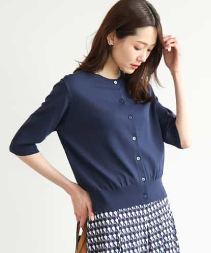 FOSHD60130 MK MICHEL KLEIN [UVカット/接触冷感/洗える]5分袖ニットカーディガン