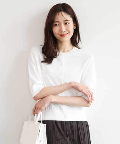 FOSHD60130 MK MICHEL KLEIN [UVカット/接触冷感/洗える]5分袖ニットカーディガン