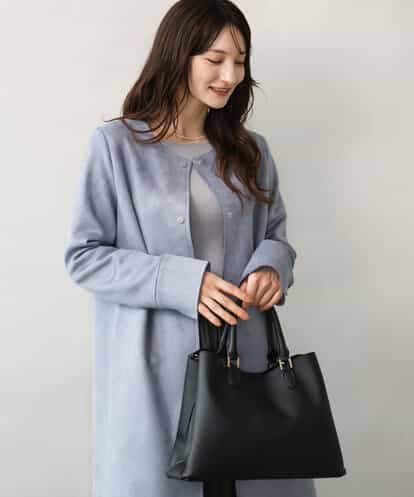 FOVAG32220 MK MICHEL KLEIN [洗える]フェイクスウェードノーカラーコート