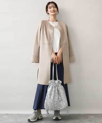 FOVAG32220 MK MICHEL KLEIN [洗える]フェイクスウェードノーカラーコート