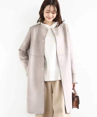 FOVDD32220 MK MICHEL KLEIN [洗える]フェイクスウェードノーカラーコート