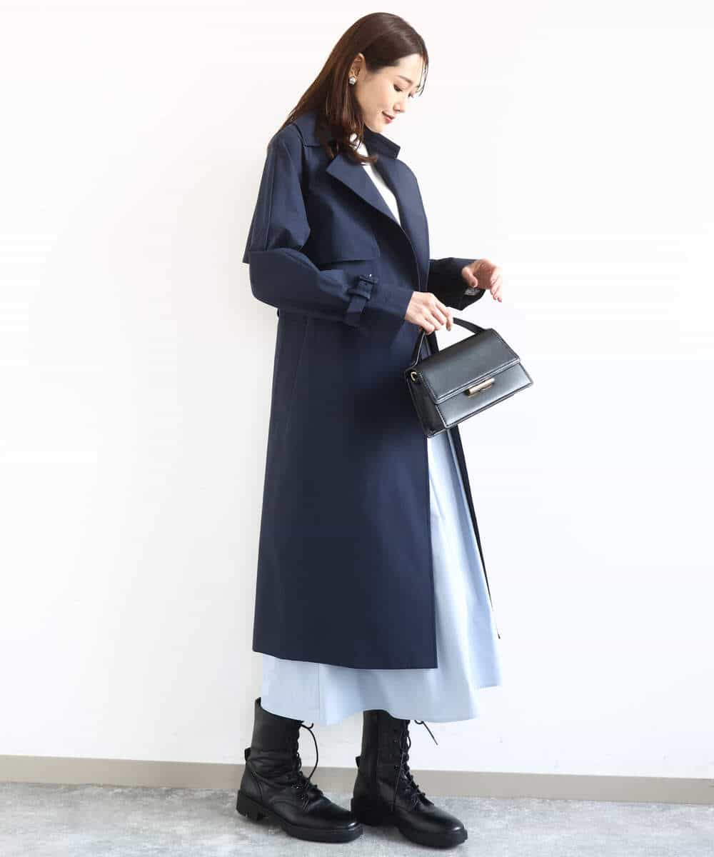 FOVFD10300 MK MICHEL KLEIN(MK ミッシェルクラン) [撥水/洗える]トレンチディティールロングコート ライトブルー