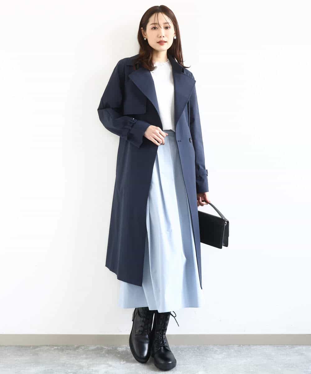 FOVFD10300 MK MICHEL KLEIN(MK ミッシェルクラン) [撥水/洗える]トレンチディティールロングコート ライトブルー