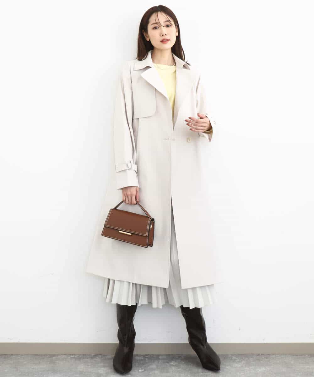 FOVFD10300 MK MICHEL KLEIN(MK ミッシェルクラン) [撥水/洗える]トレンチディティールロングコート ライトブルー