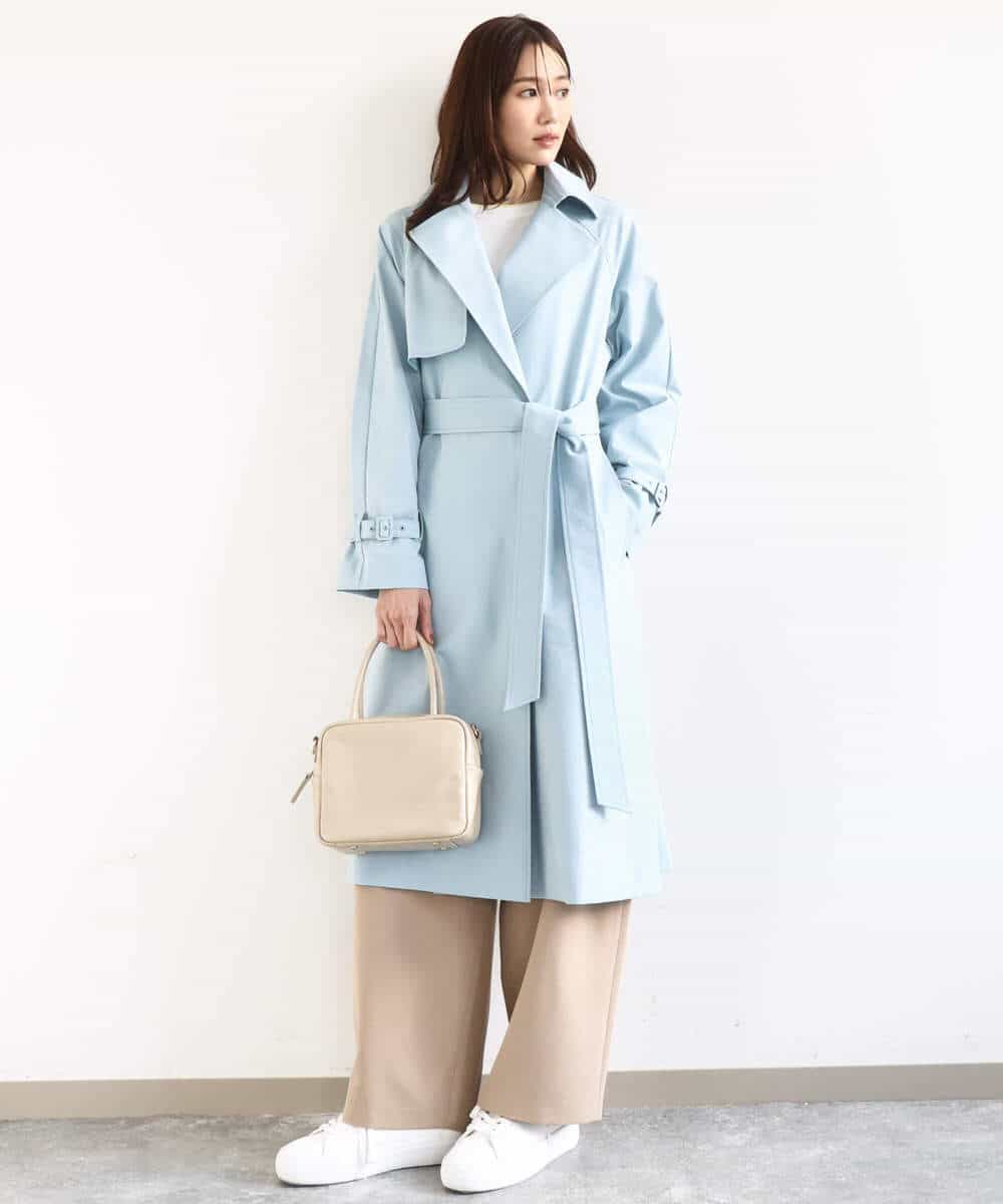 FOVFD10300 MK MICHEL KLEIN(MK ミッシェルクラン) [撥水/洗える]トレンチディティールロングコート ライトブルー