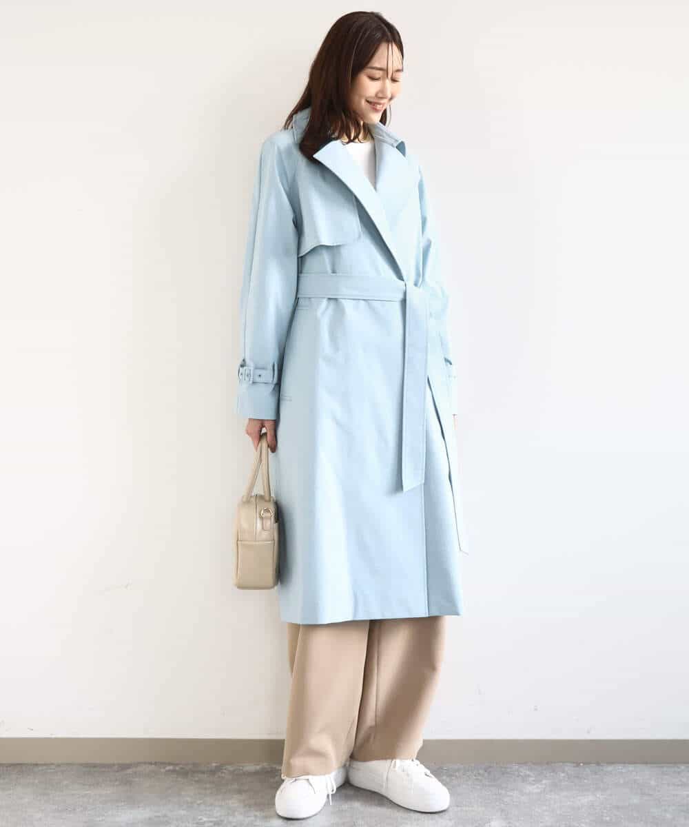 FOVFD10300 MK MICHEL KLEIN(MK ミッシェルクラン) [撥水/洗える]トレンチディティールロングコート ライトブルー