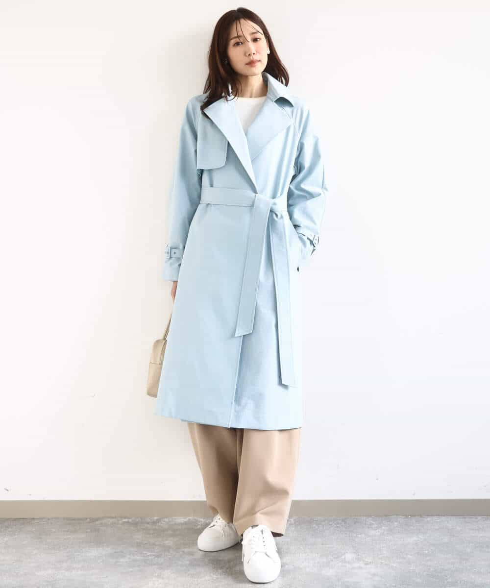 FOVFD10300 MK MICHEL KLEIN(MK ミッシェルクラン) [撥水/洗える]トレンチディティールロングコート ライトブルー