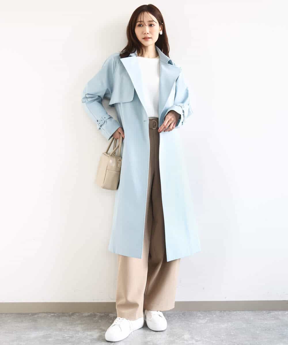 FOVFD10300 MK MICHEL KLEIN(MK ミッシェルクラン) [撥水/洗える]トレンチディティールロングコート ライトブルー