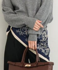 FR3AG40055 MK MICHEL KLEIN(MK ミッシェルクラン) [洗える]リーフ柄大判スカーフ ブルー