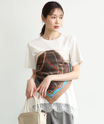 FR3JD23045 MK MICHEL KLEIN [洗える]チェーンプリントスカーフ