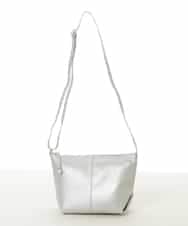 FR5GD01130 MK MICHEL KLEIN(MK ミッシェルクラン) シュリングレザー台形ショルダーバッグ シルバー