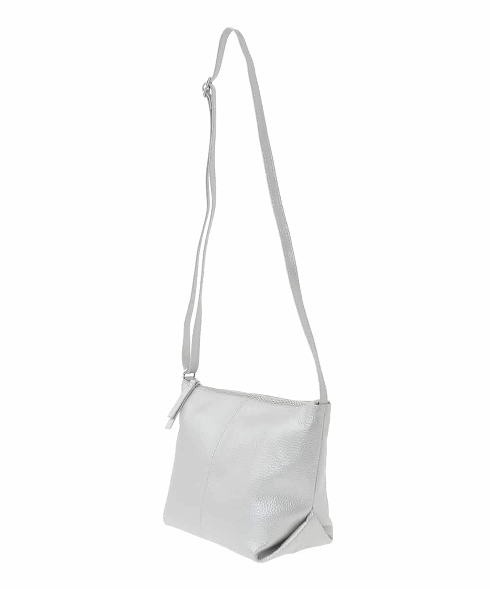 FR5GD01130 MK MICHEL KLEIN(MK ミッシェルクラン) シュリングレザー台形ショルダーバッグ シルバー