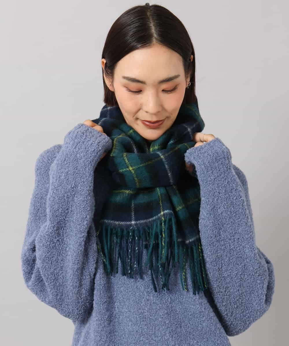 FS3AG50160 MICHEL KLEIN(ミッシェルクラン) カシミヤ混リバーシブルストール ブルー