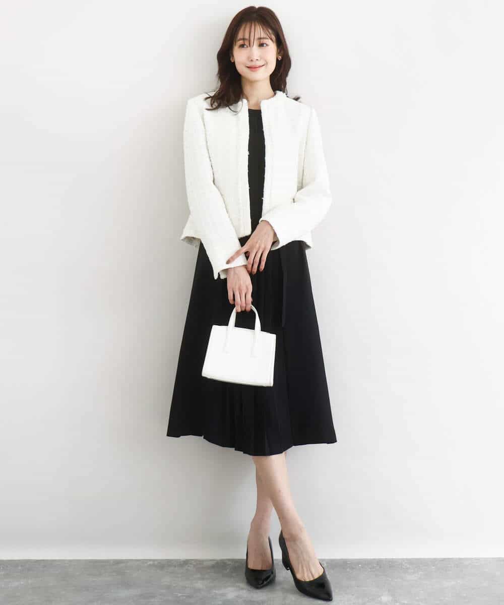FUEDD03230 MK MICHEL KLEIN(MK ミッシェルクラン) [洗える]サテンジョーゼット プリーツワンピース ライトグレー