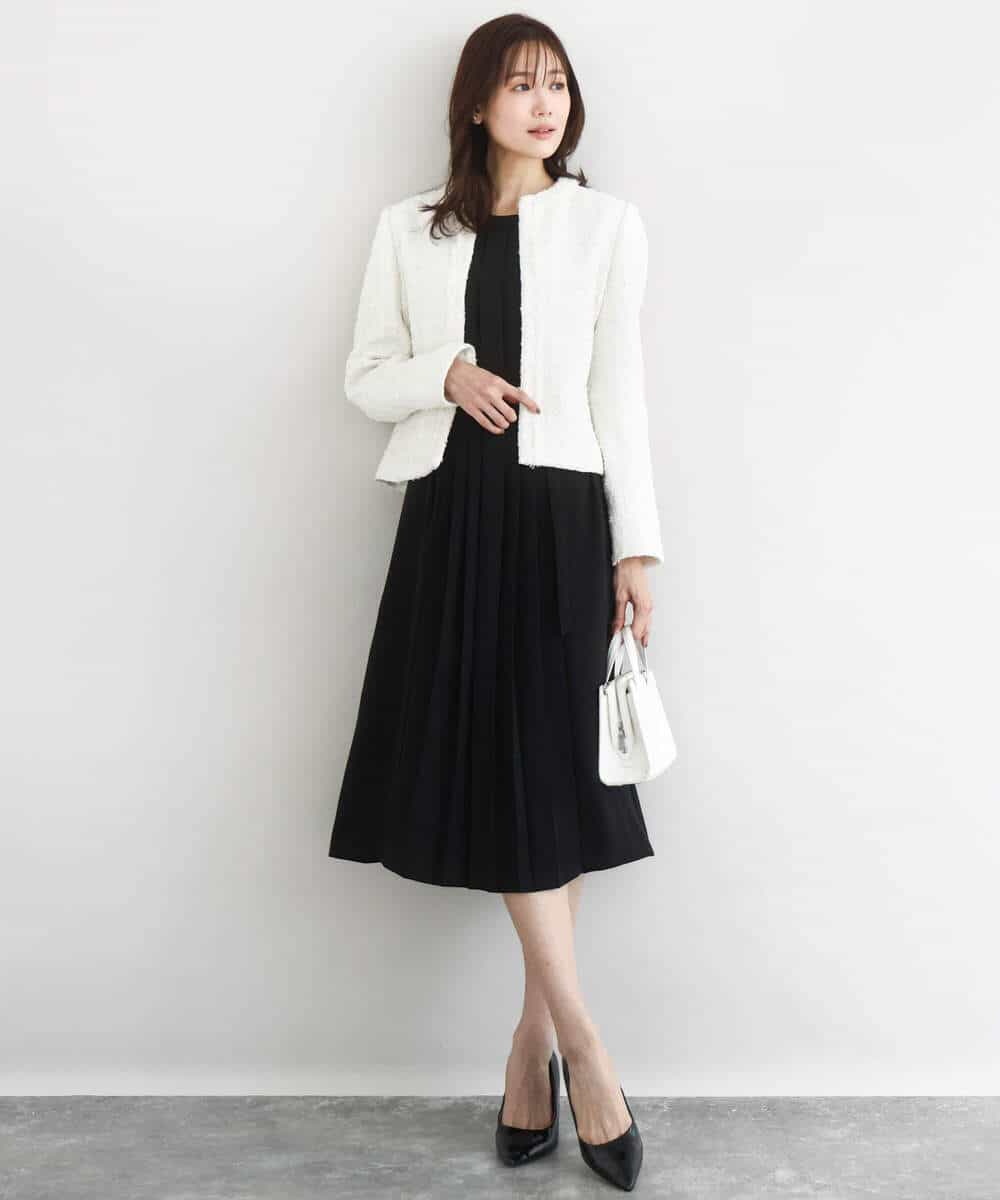 FUEDD03230 MK MICHEL KLEIN(MK ミッシェルクラン) [洗える]サテンジョーゼット プリーツワンピース ライトグレー